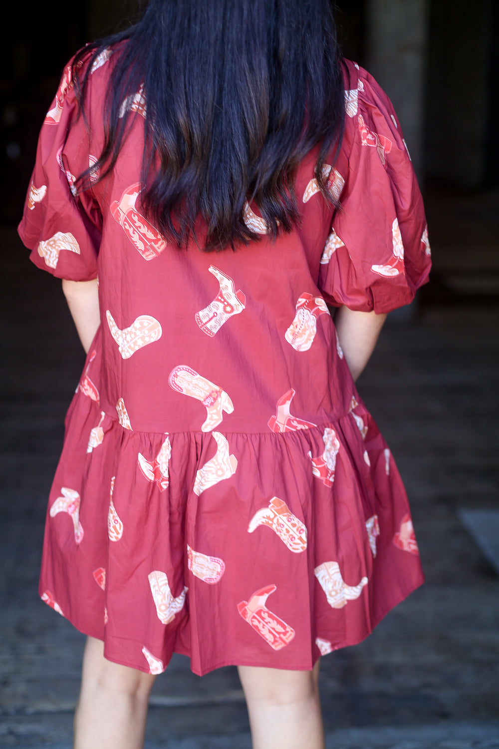 The Boot Scootin Puff Sleeve Dress