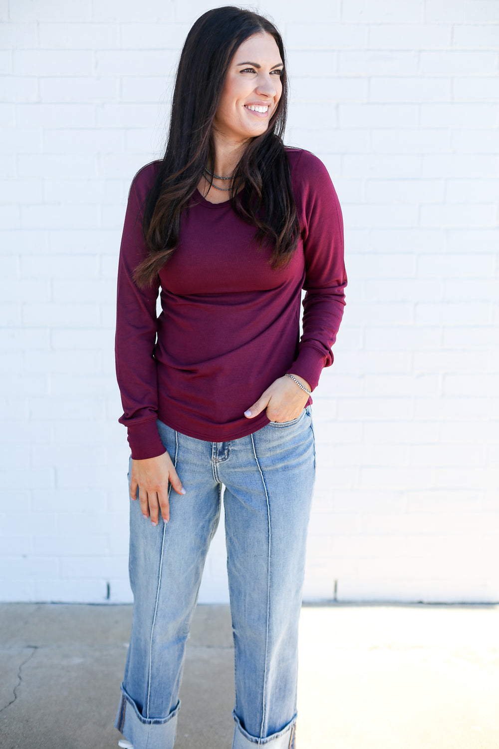 The Buttery Soft Deep Maroon Long Sleeve