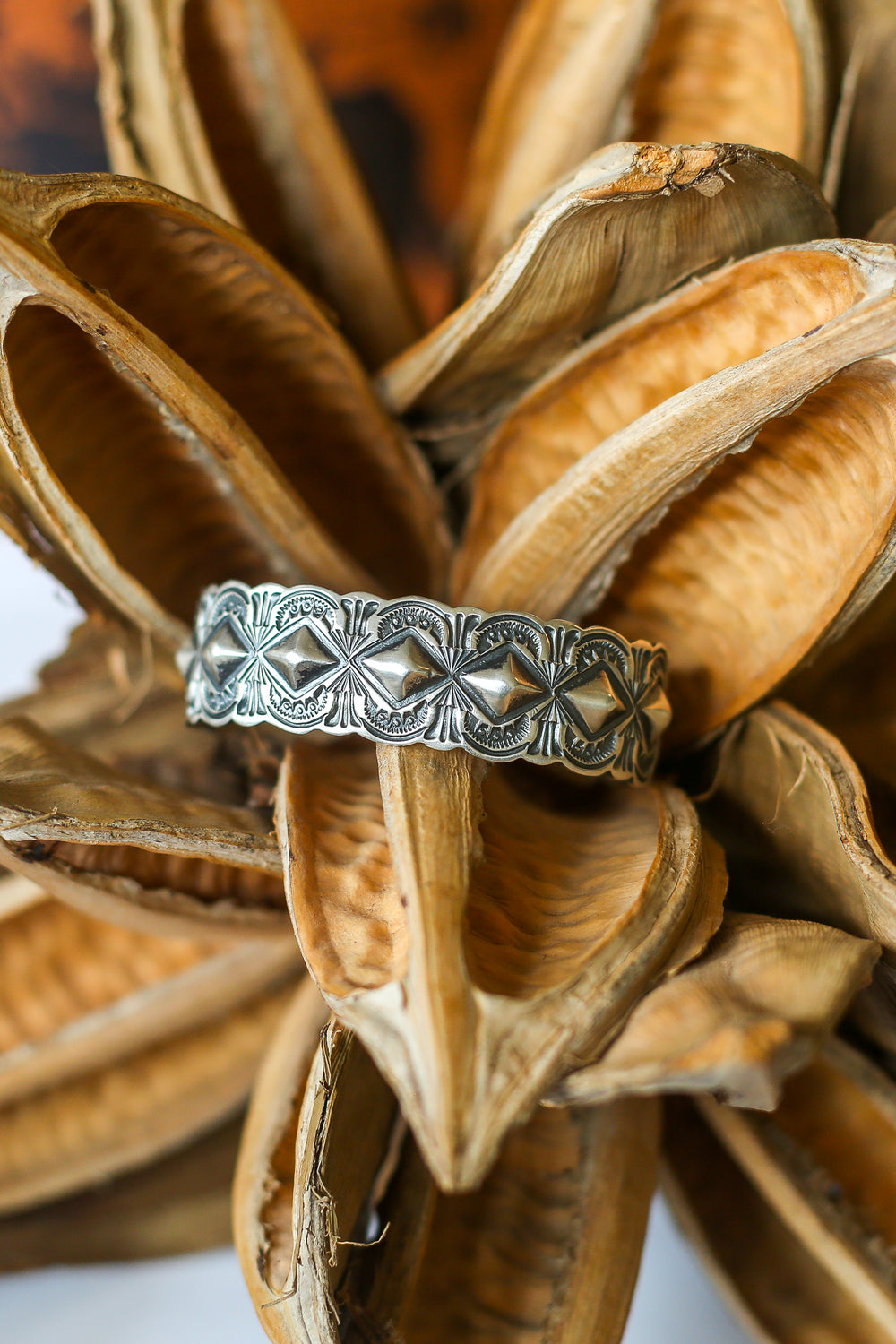 The Diamond Silver Stamped Cuff