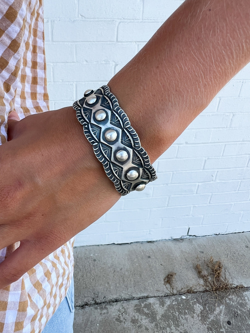 The Dotted Darlene Silver Cuff