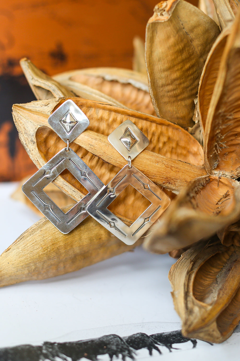 The Double Diamond Flat Earrings