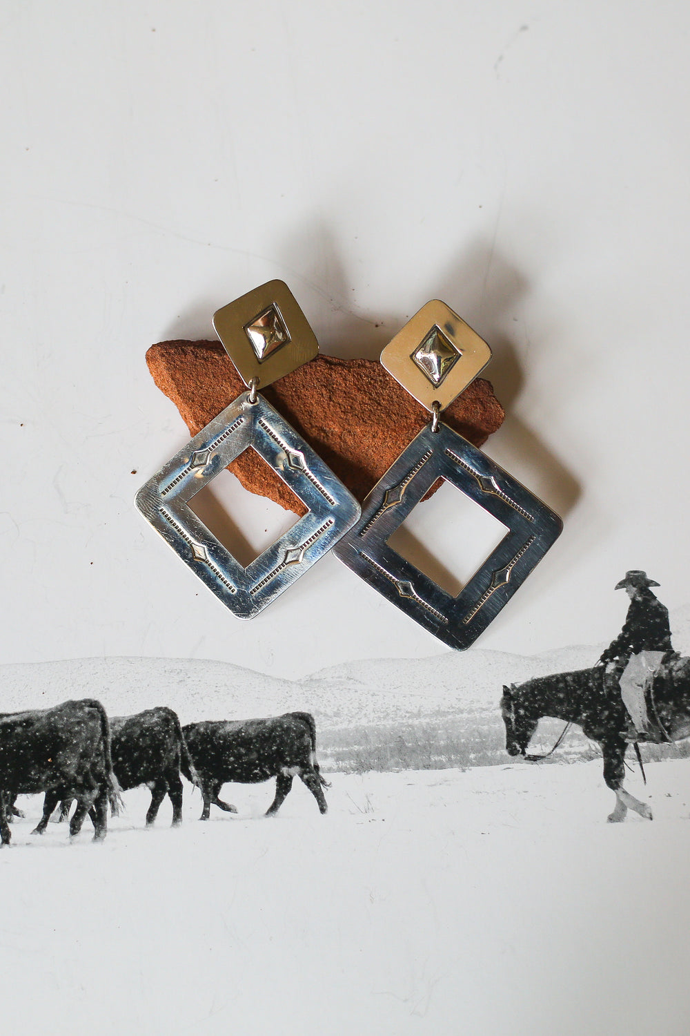 The Double Diamond Flat Earrings