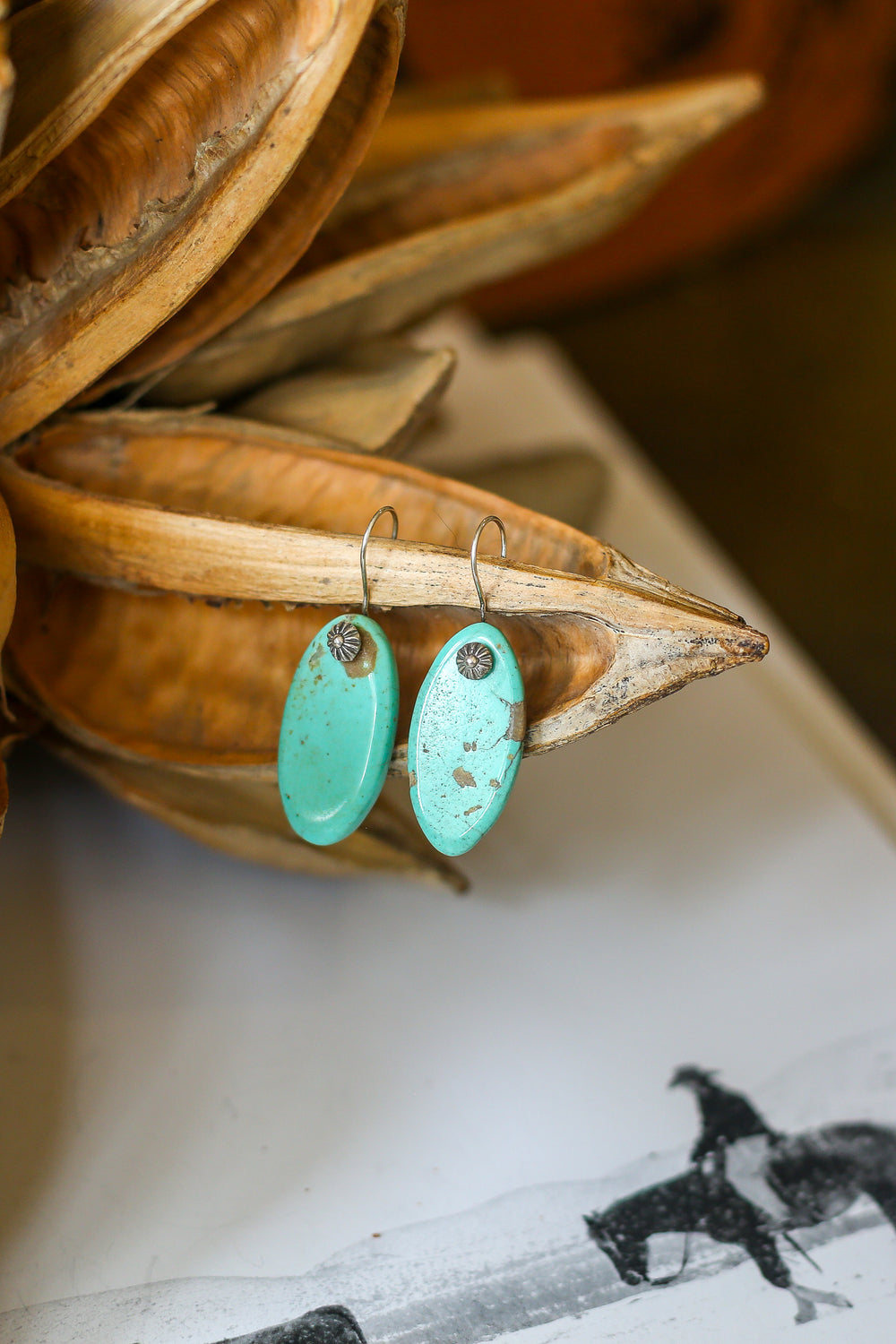 The Oval Floating Turquoise Dangle Earrings