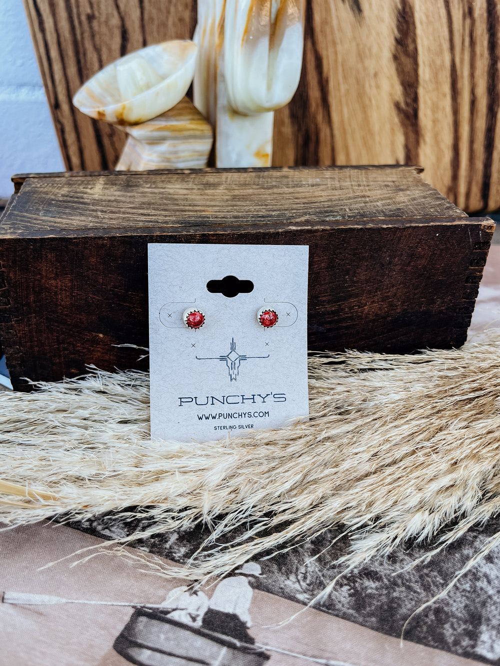 The Red Spiny Stud Earrings