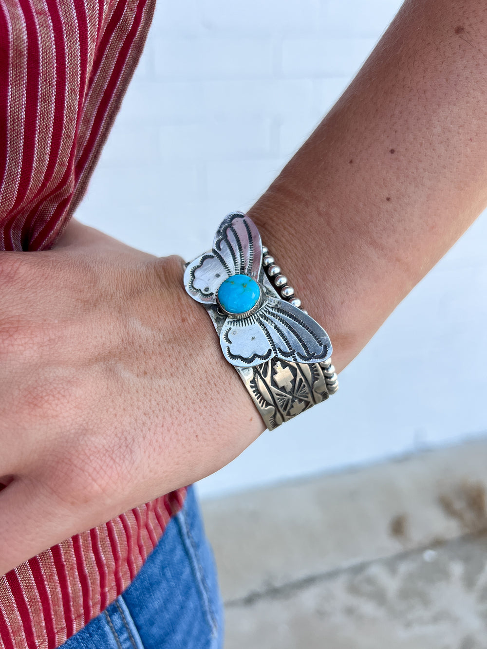 The Stamped Turquoise Butterfly Cuff