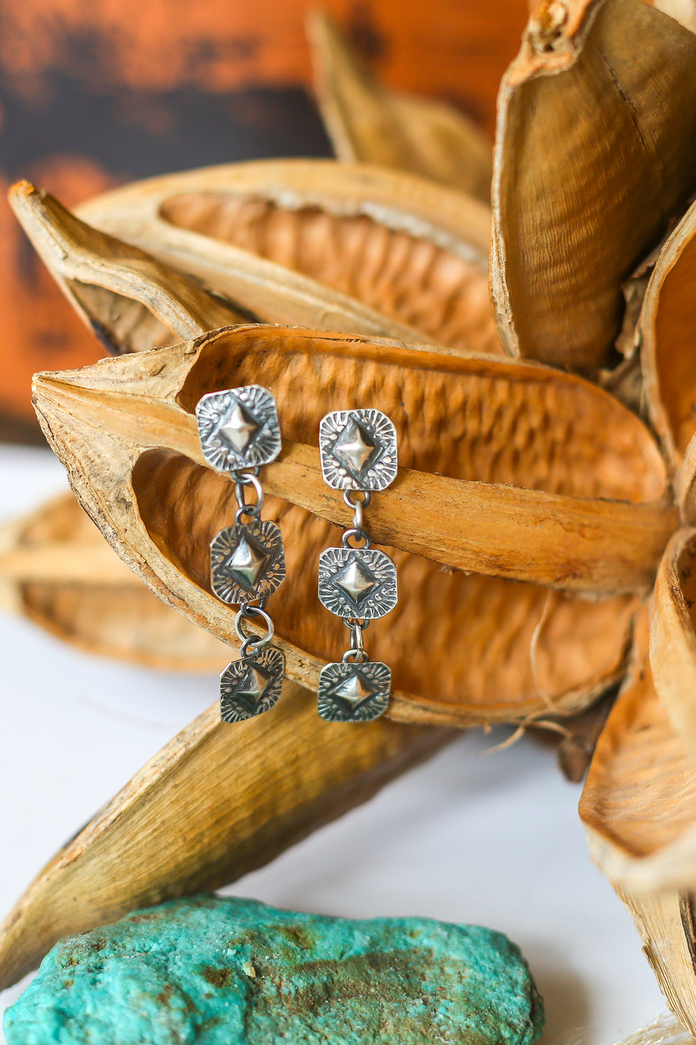 The Trio Square Concho Earrings