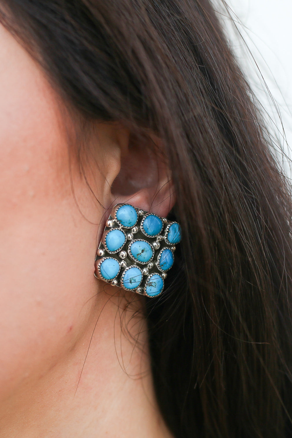 The Turquoise Square Diamond Earrings