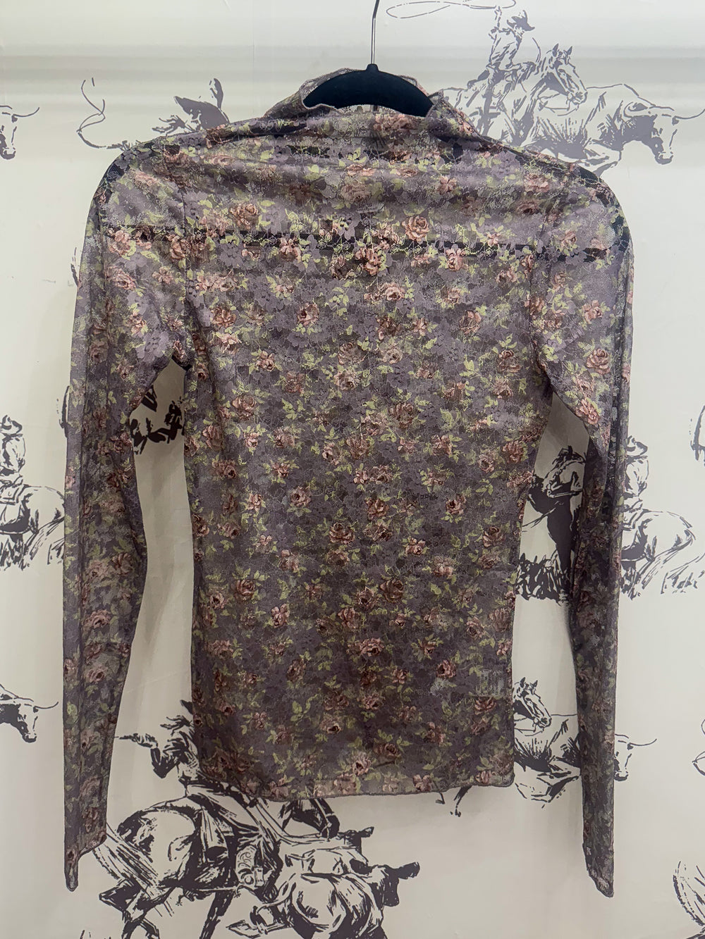 The Macey Mauve Floral  Mesh Top