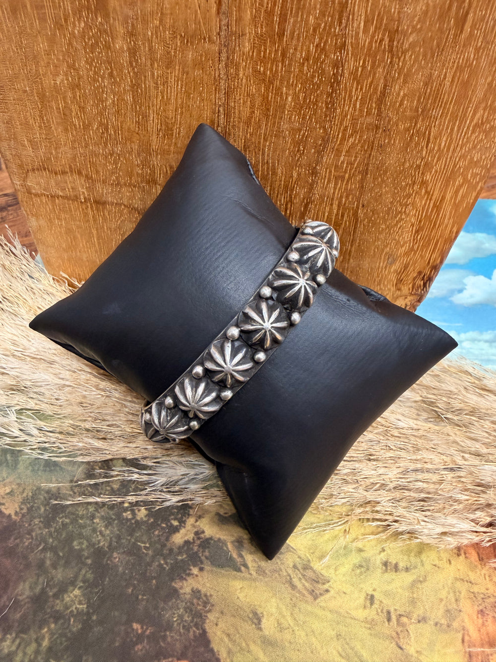 Thick Starburst Sterling Silver Cuff