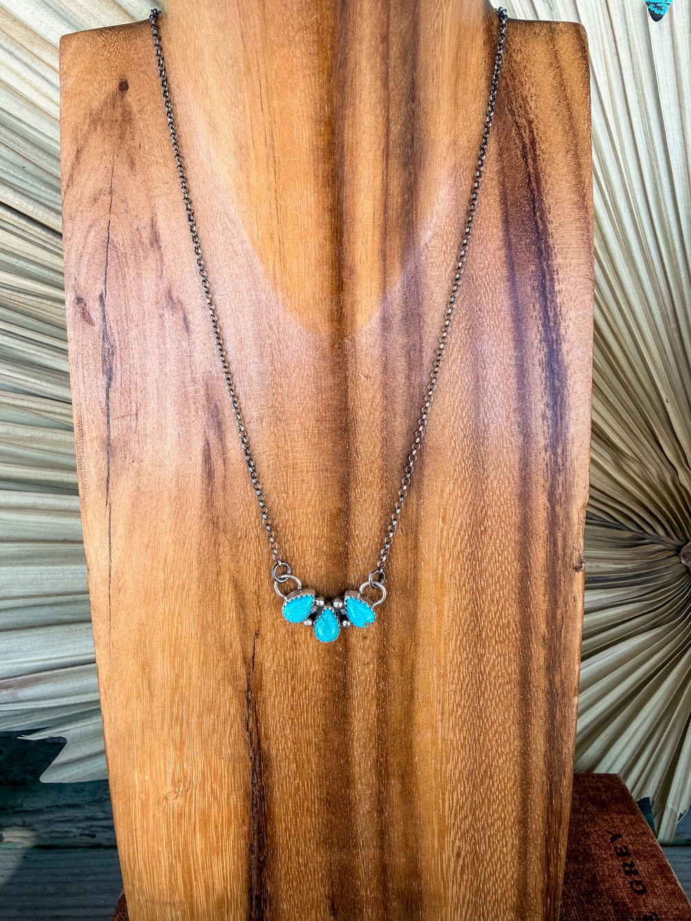 Three Stone Crescent Necklace