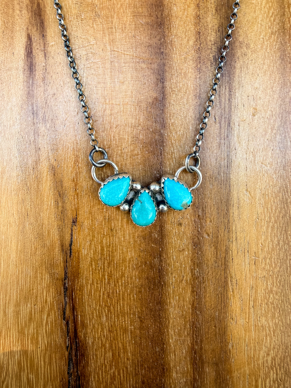 Three Stone Crescent Necklace