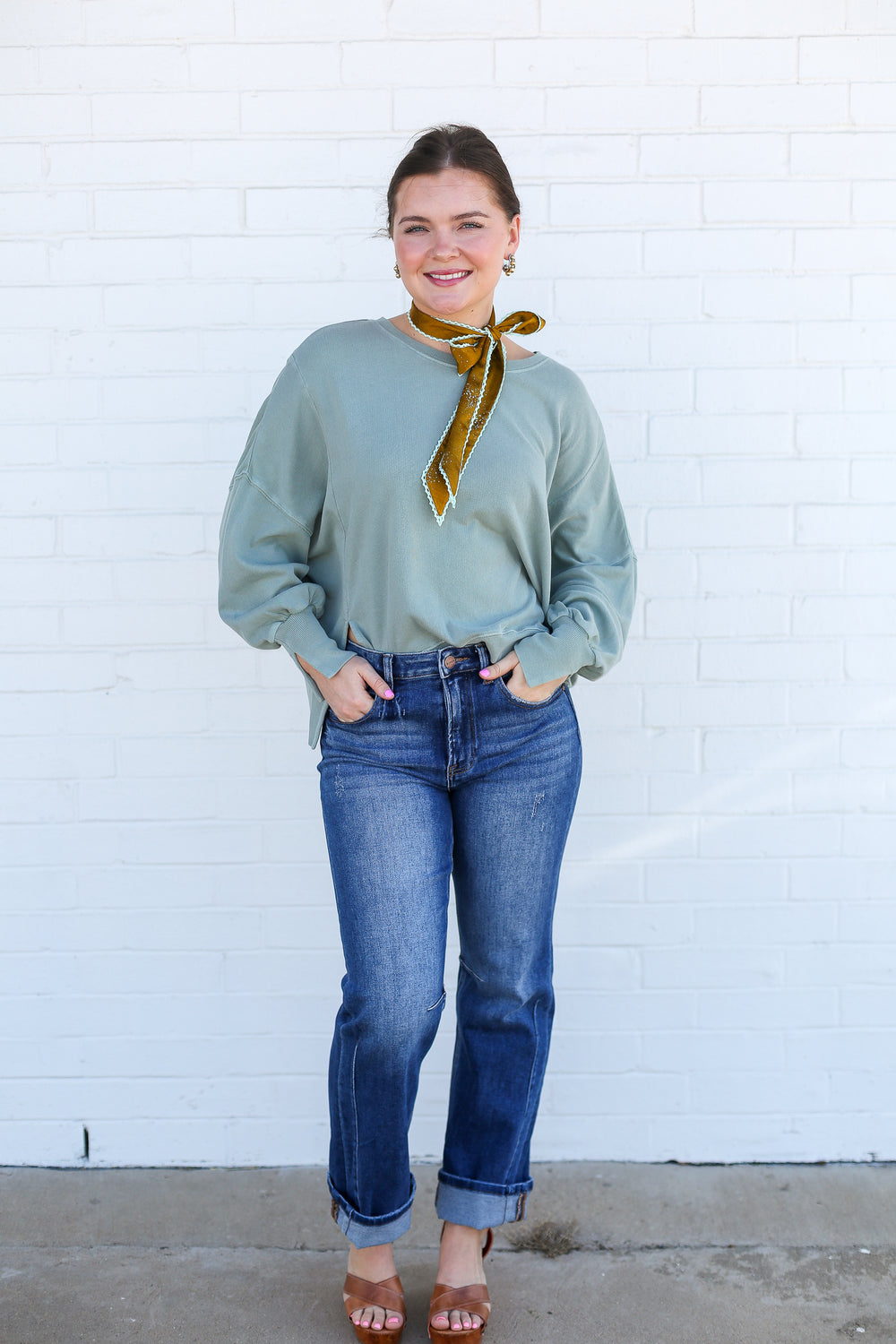 Trenton Crew Neck Iceberg Green Oversized Sweatshirt