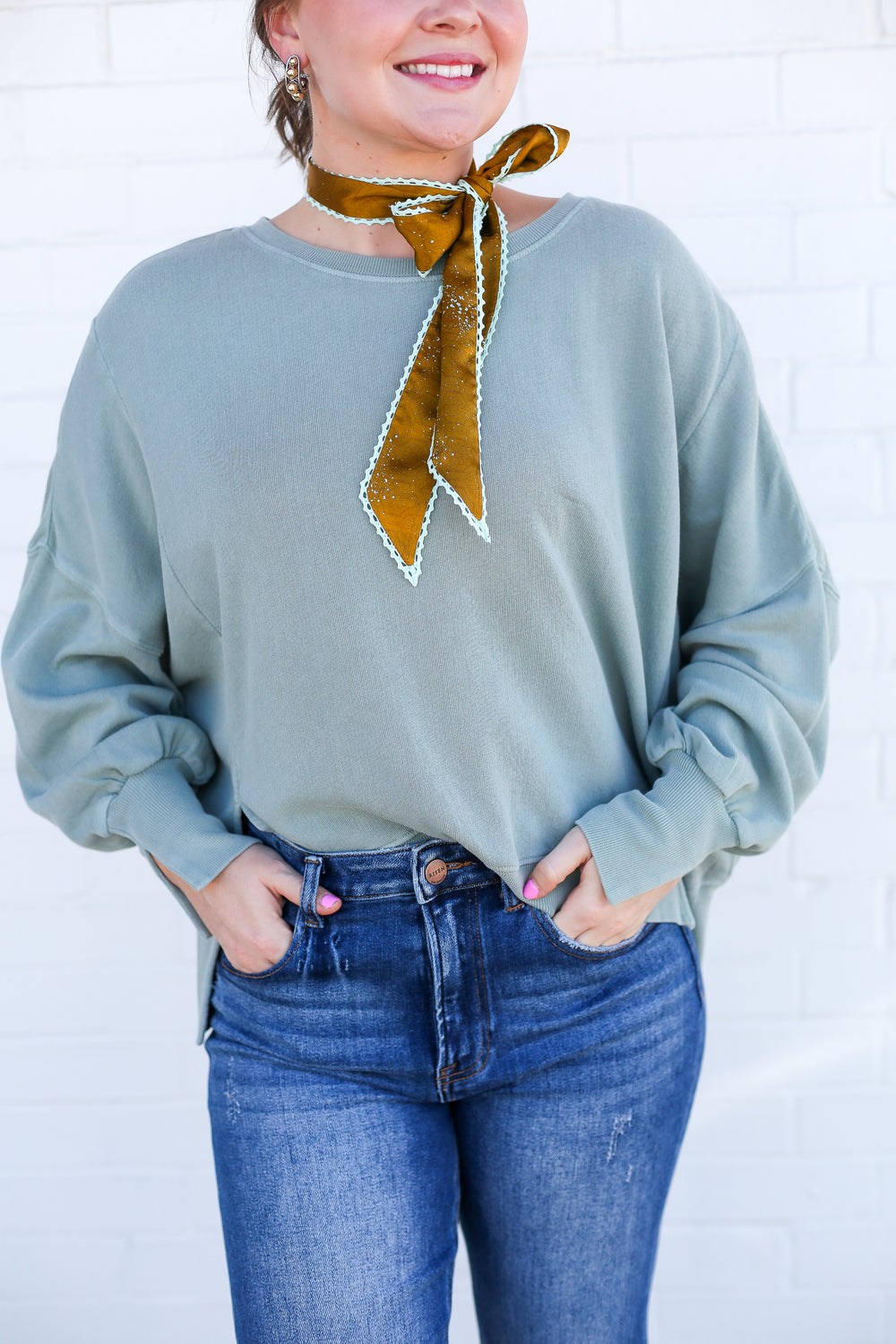 Trenton Crew Neck Iceberg Green Oversized Sweatshirt