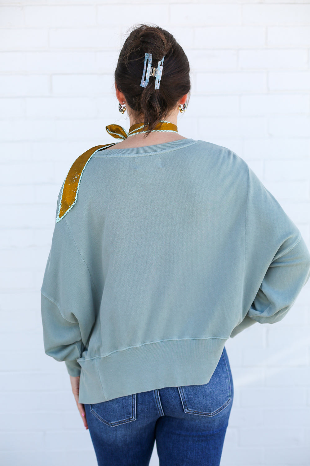 Trenton Crew Neck Iceberg Green Oversized Sweatshirt