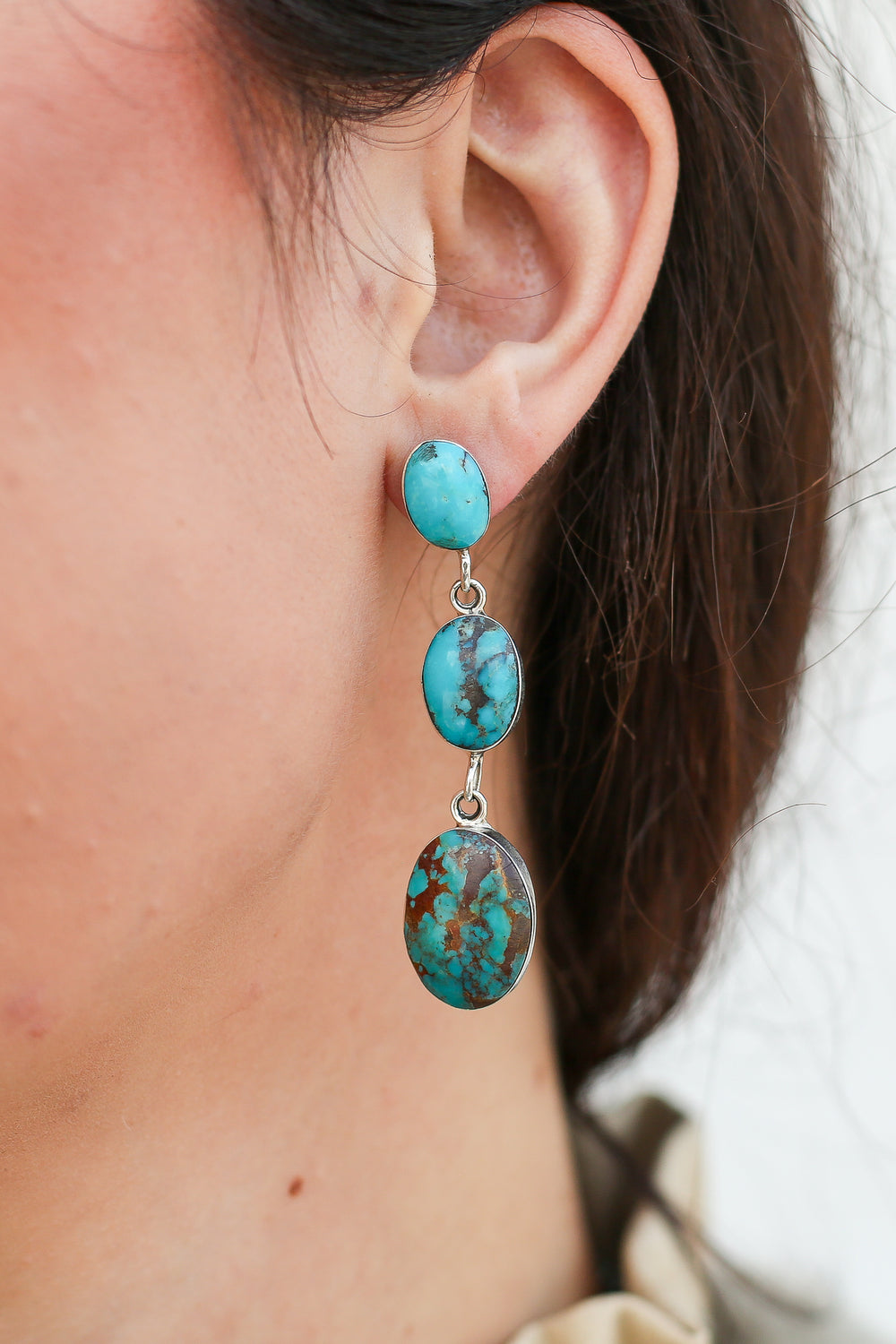 Trio Drop Turquoise Earrings