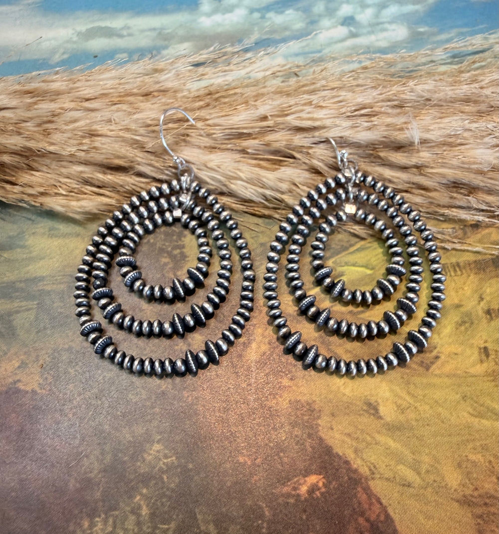 Triple Navajo Pearl Dangle Earrings