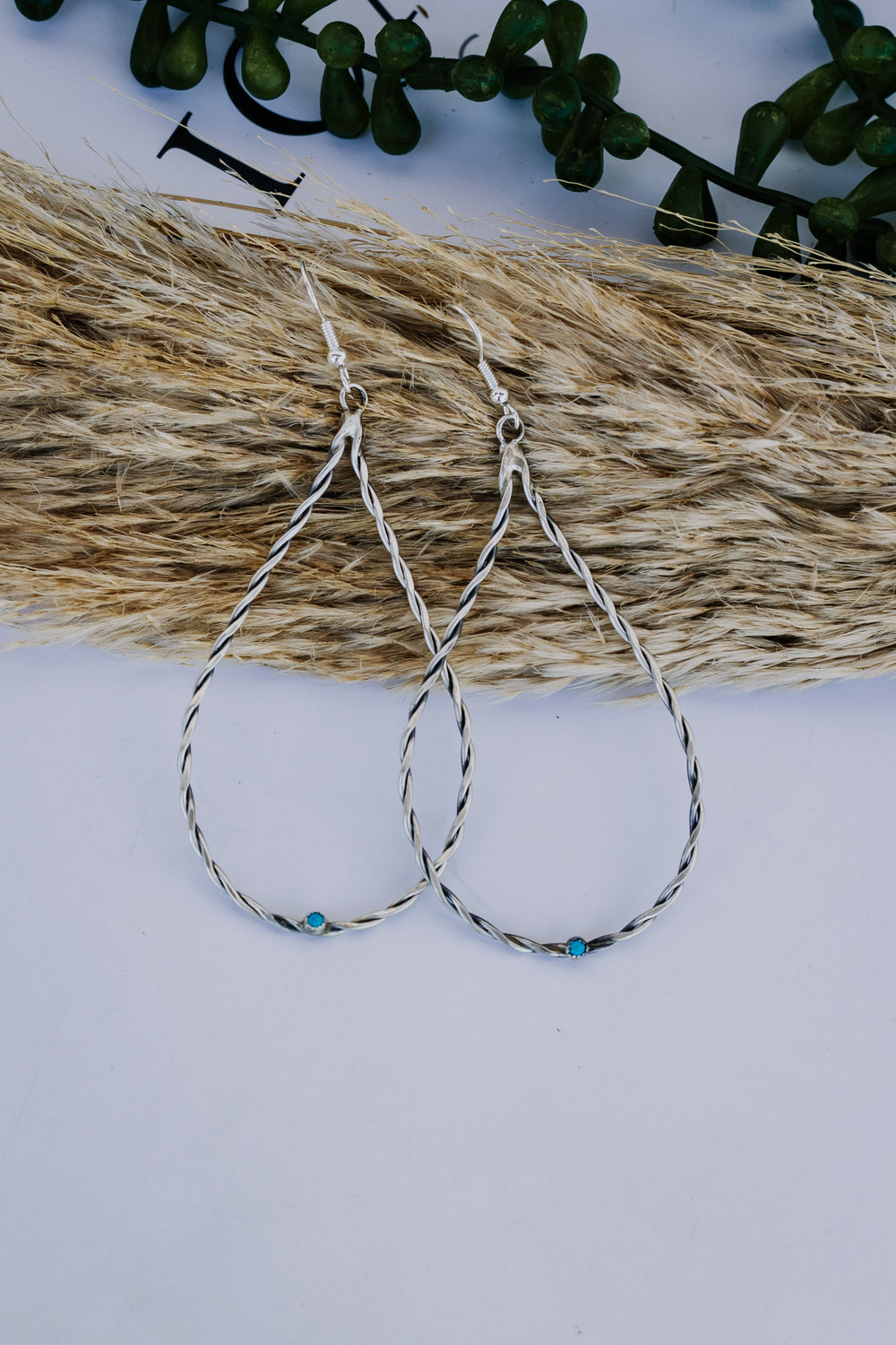 Turquoise Twisted Rope Teardrop Earring