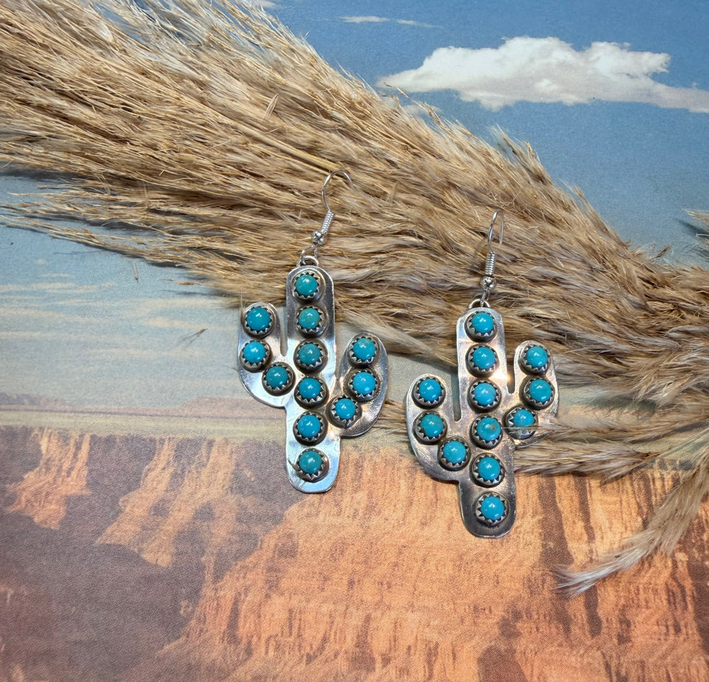 Turquoise Dangle Cactus Earrings 1.0