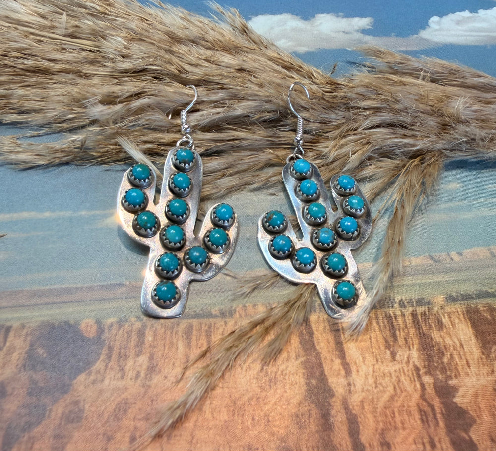 Turquoise Dangle Cactus Earrings 3.0