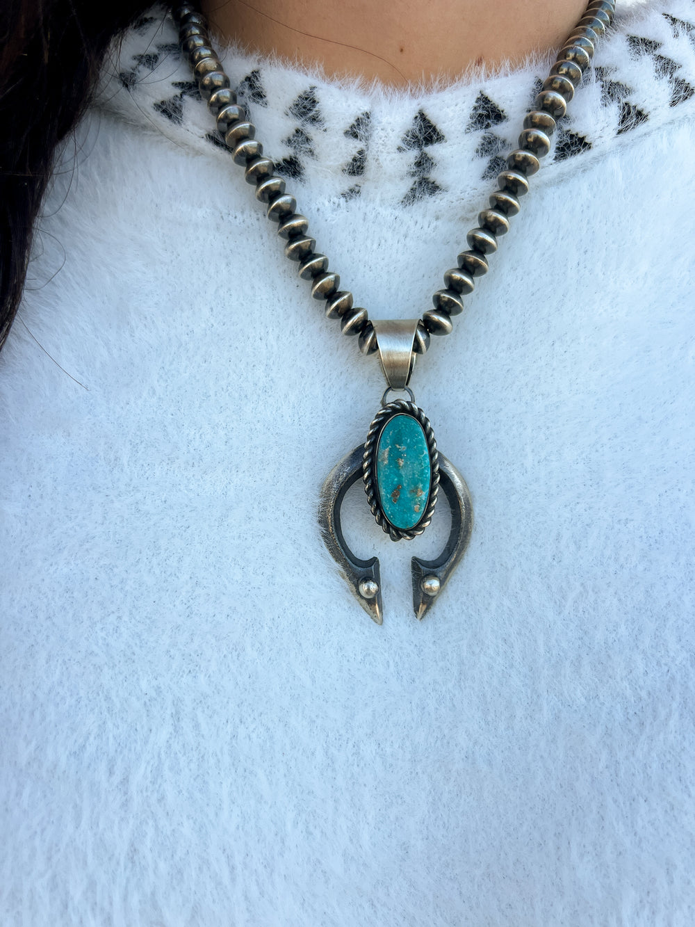 Turquoise Sand Cast Naja Pendant