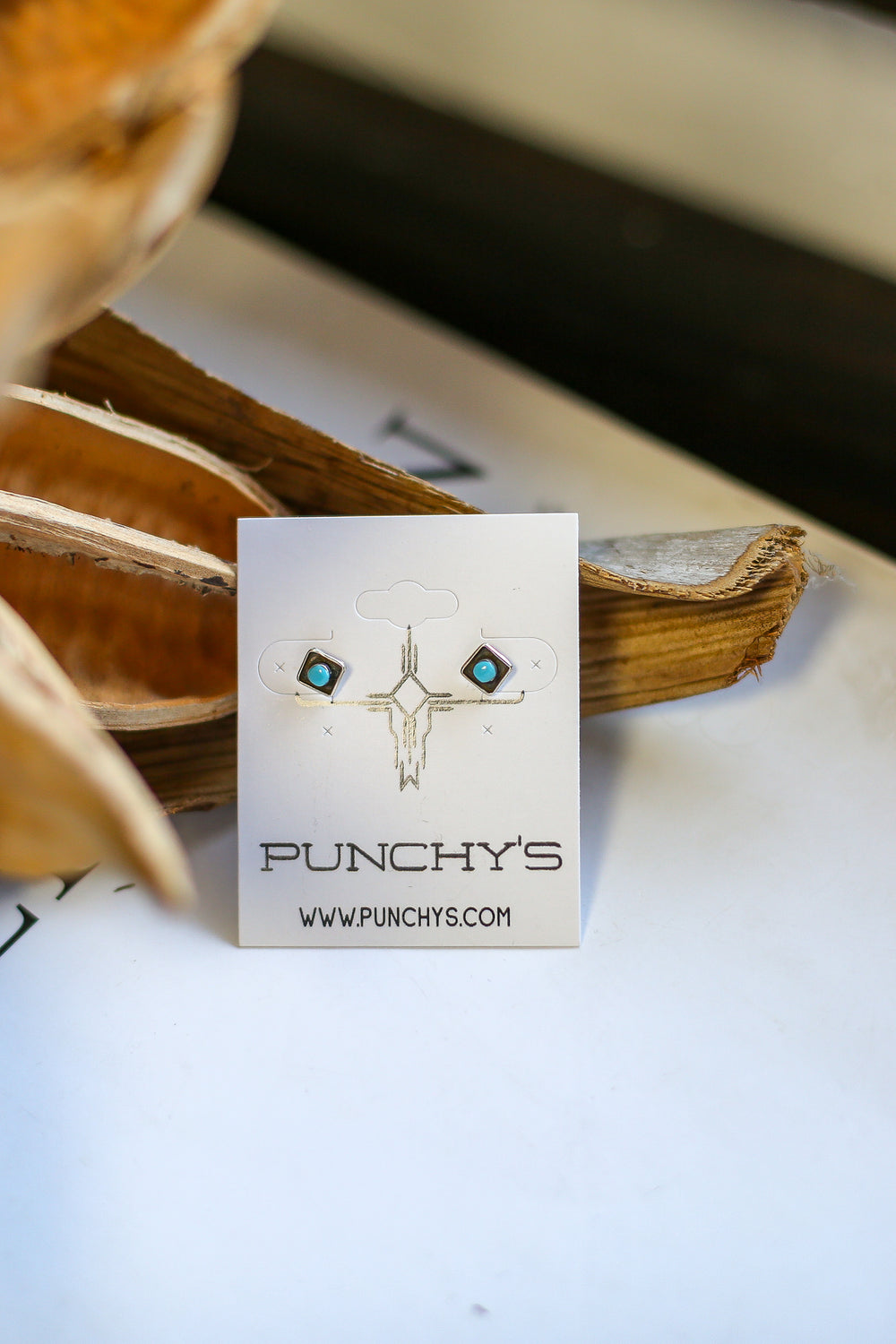 Turquoise Square Shadow Box Stud