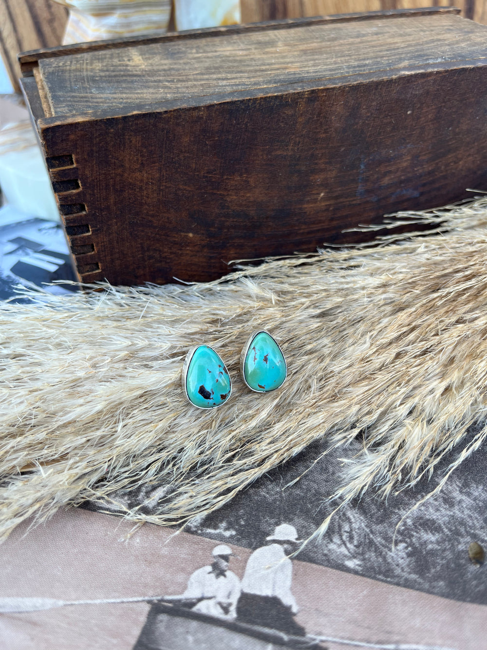 Turquoise Teardrop Studs