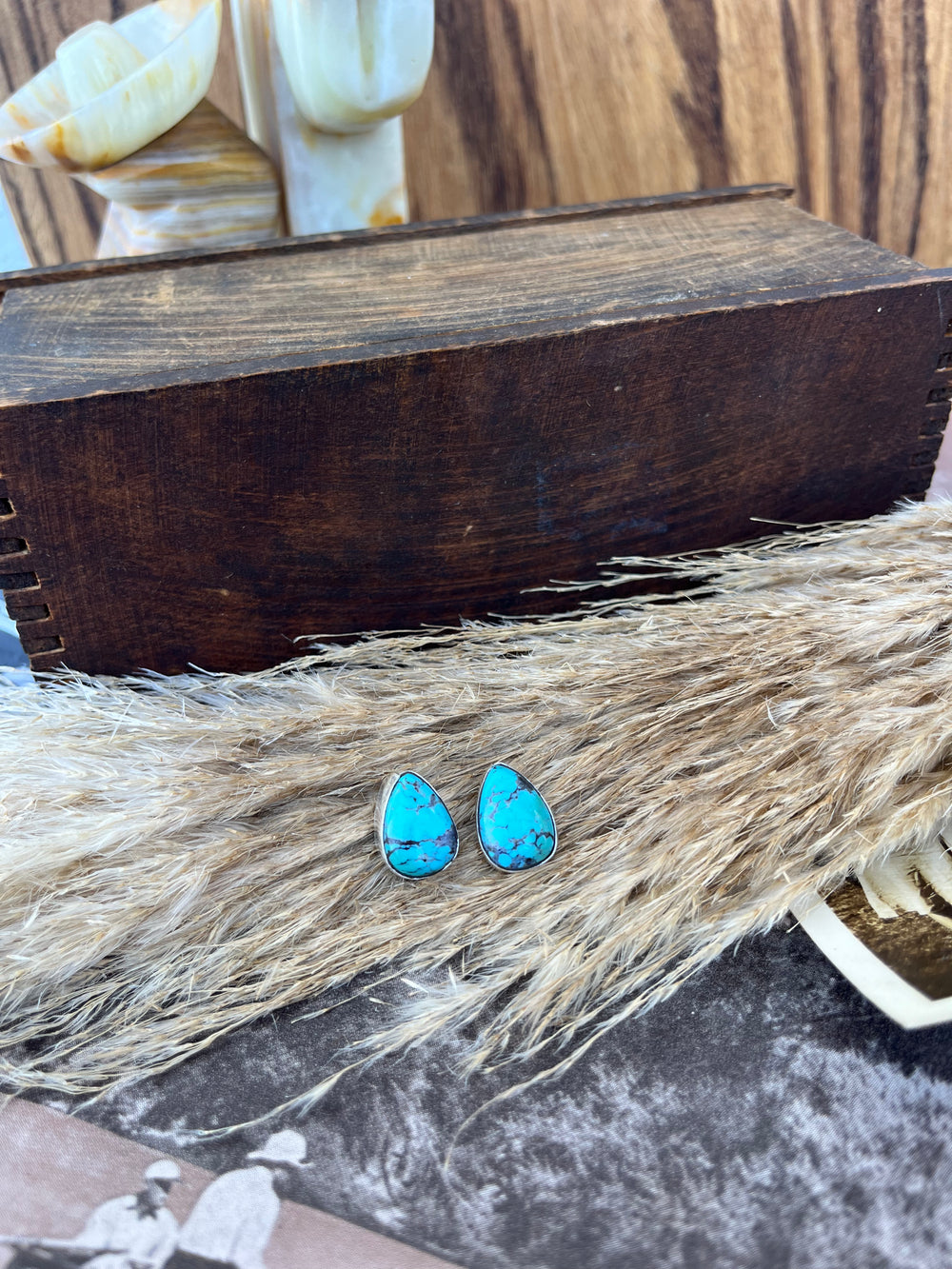 Turquoise Teardrop Studs