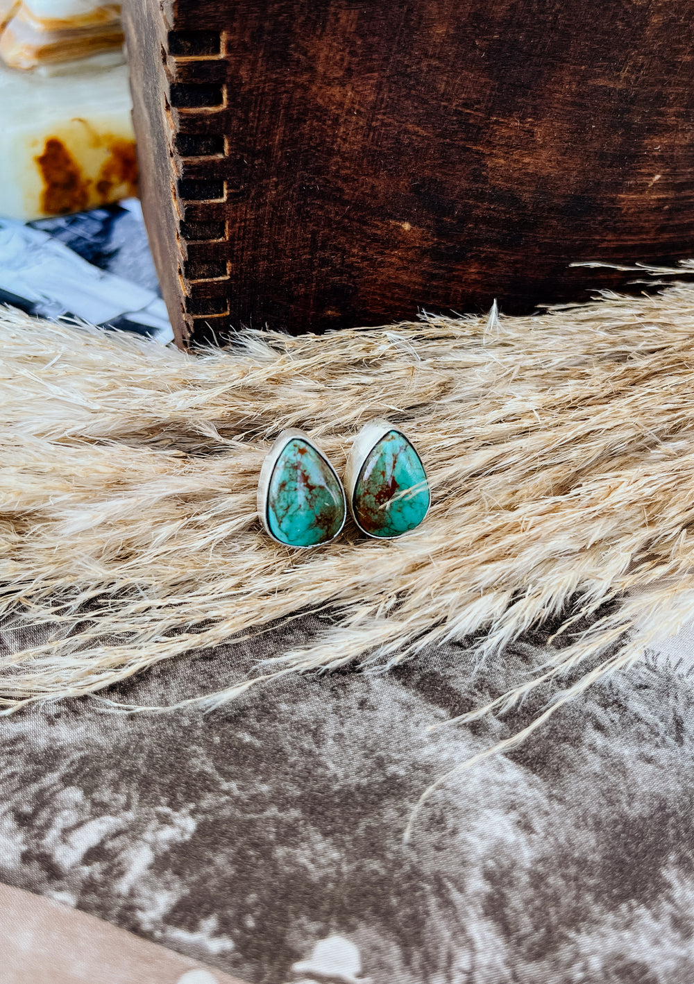 Turquoise Teardrop Studs