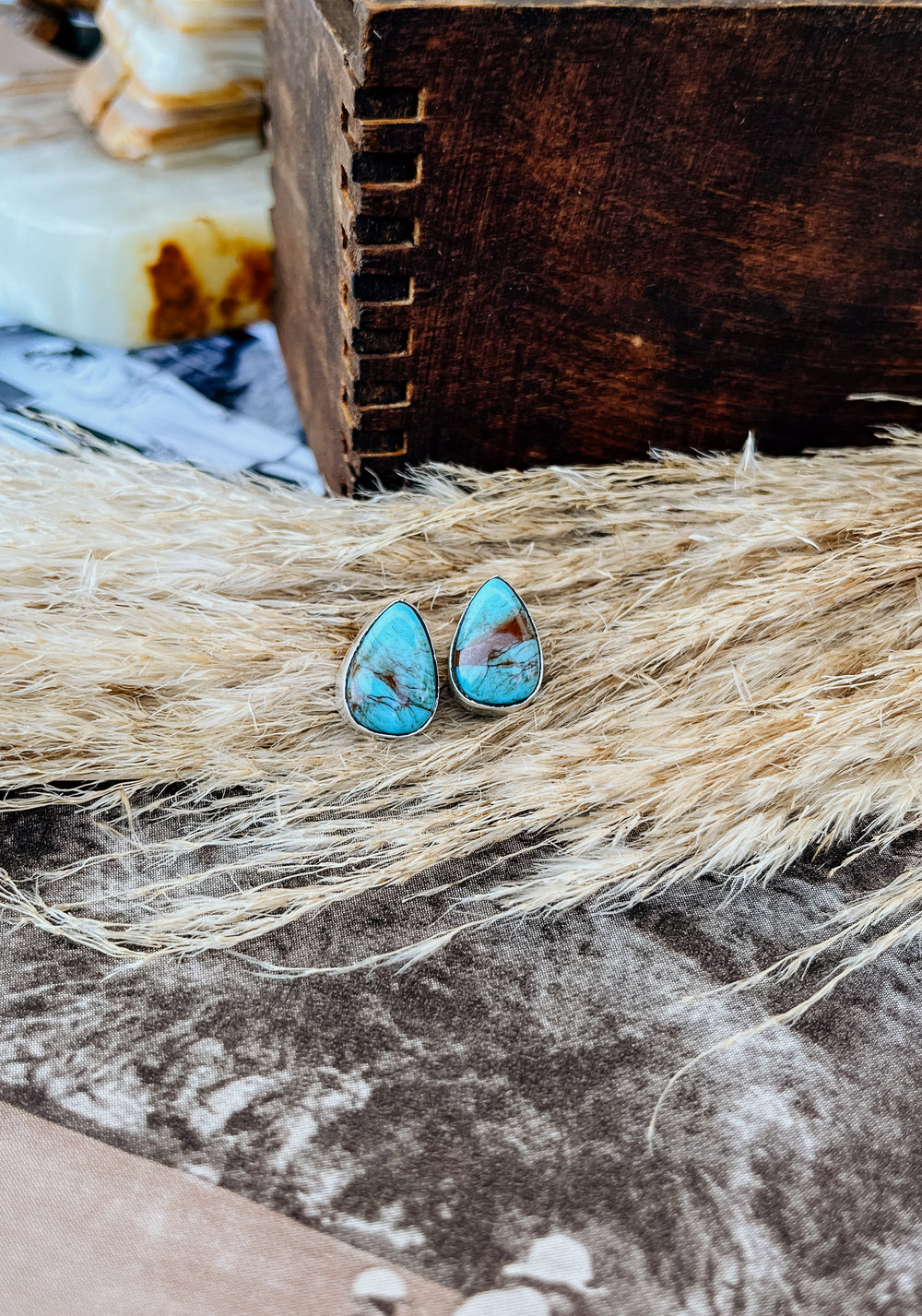 Turquoise Teardrop Studs