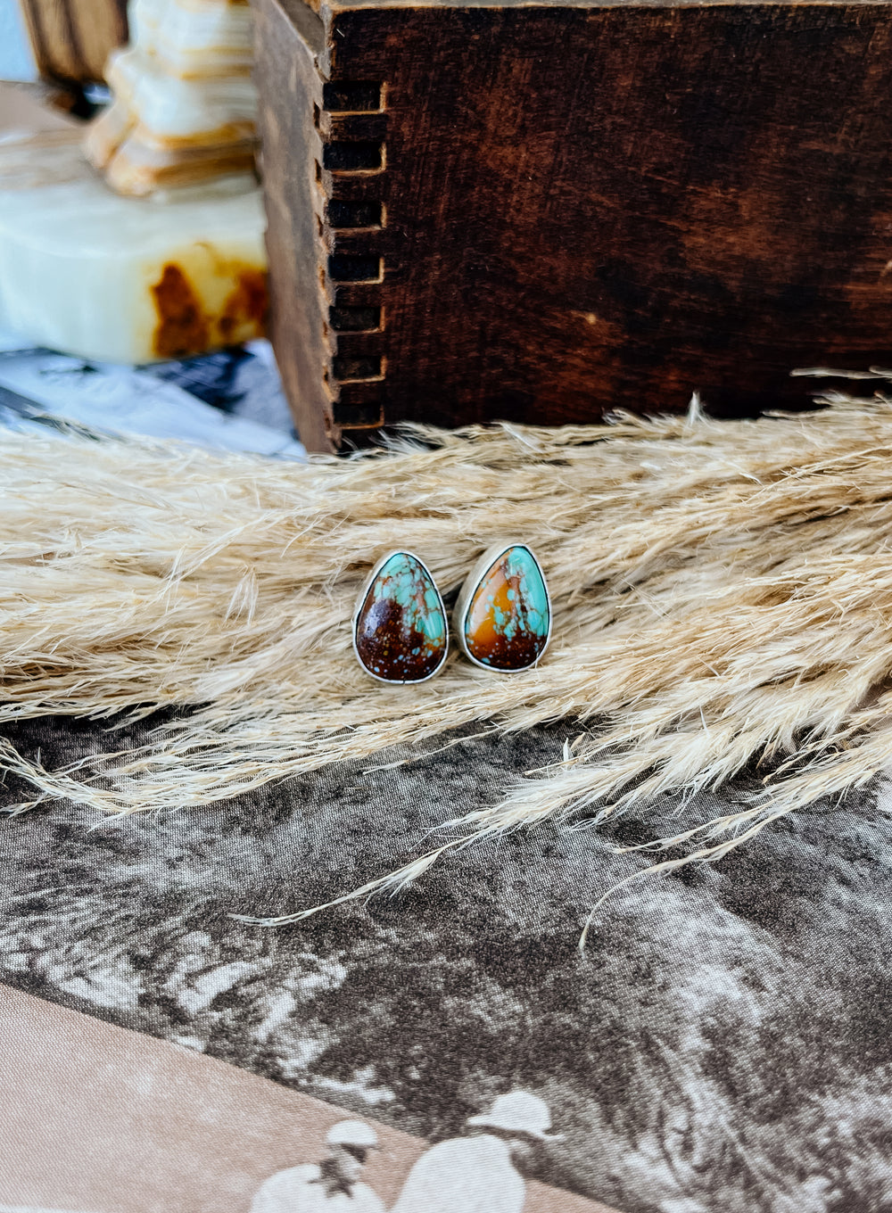 Turquoise Teardrop Studs