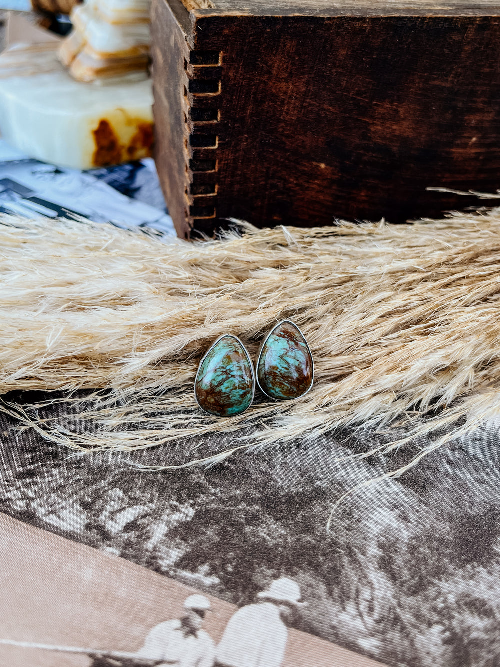 Turquoise Teardrop Studs