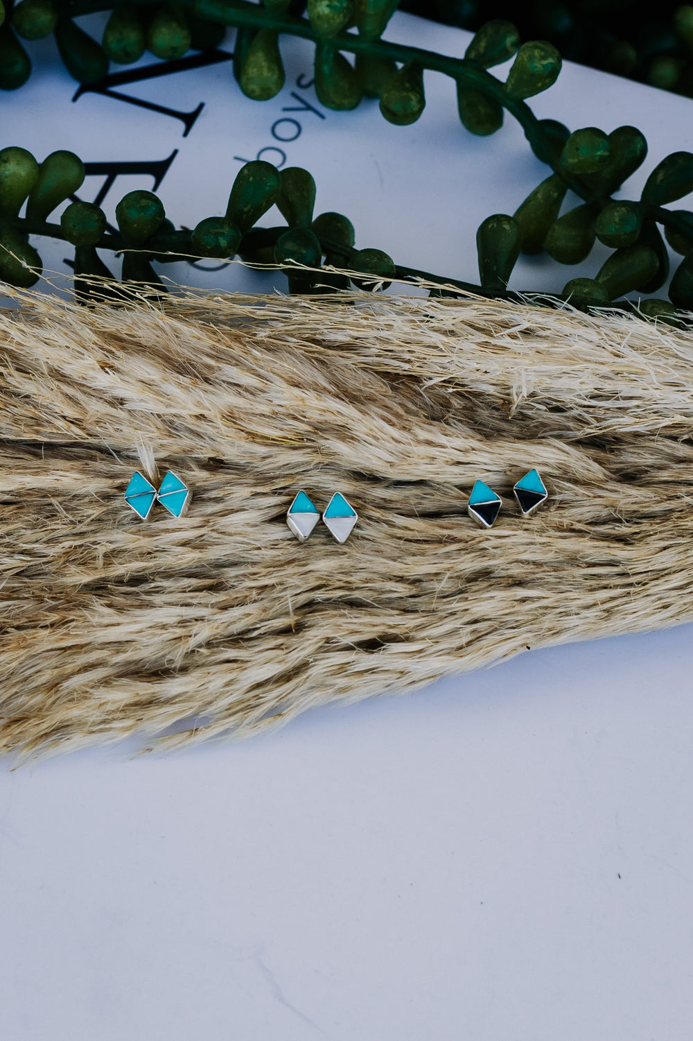 Turquoise Triangle Studs