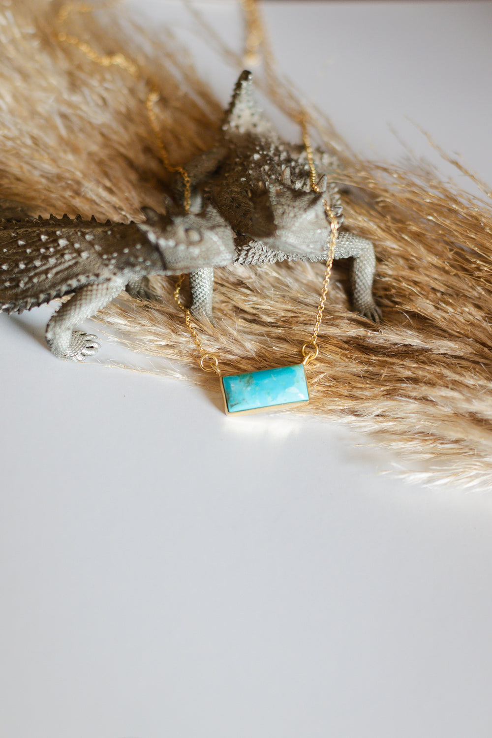 Turquoise and Gold Bar Necklace