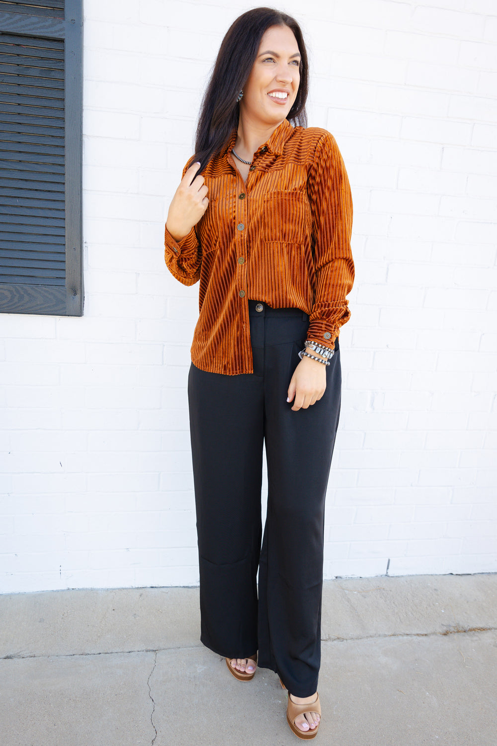 Velvet Stripe Button Down