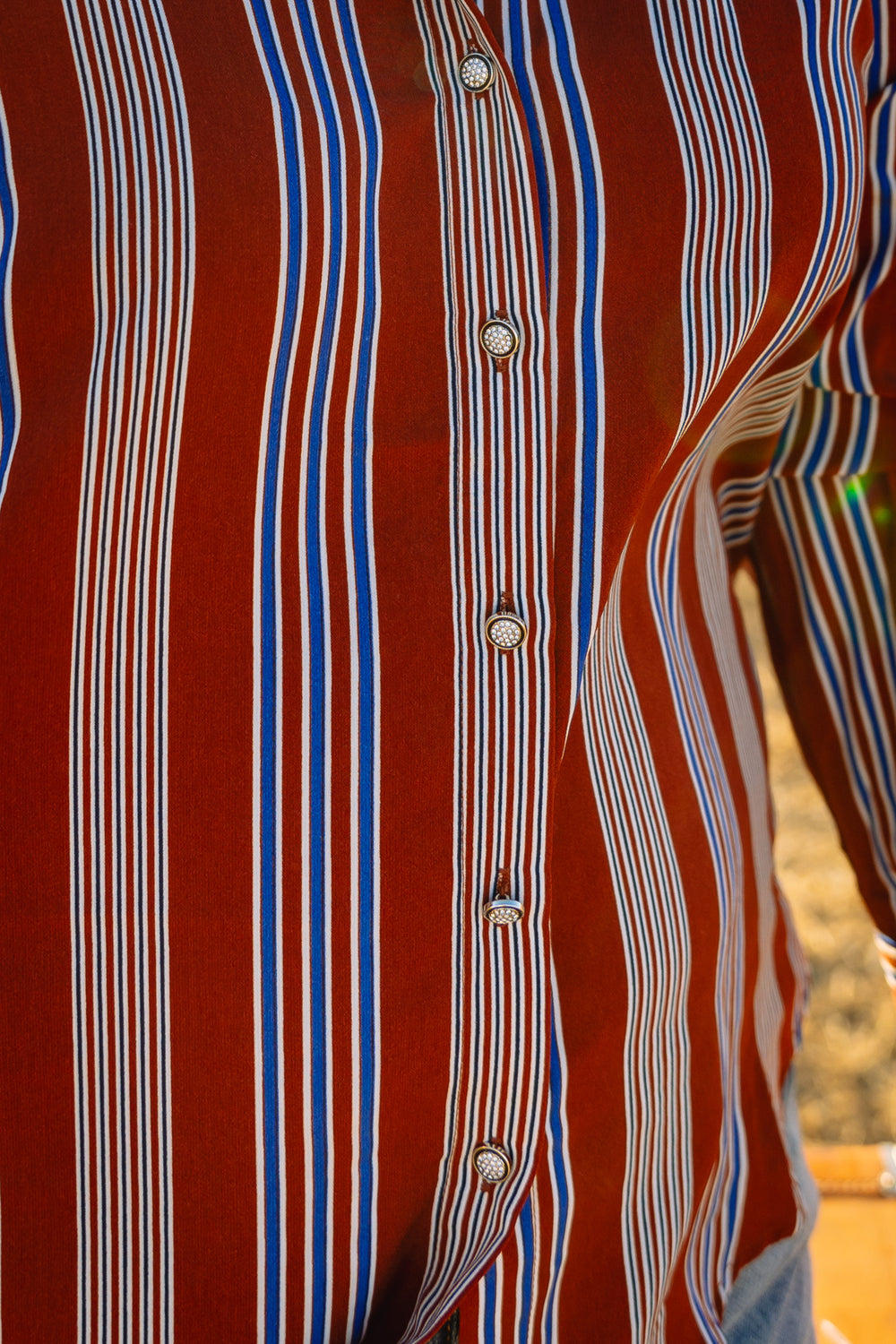 Vintage Red & Blue Striped Button Down