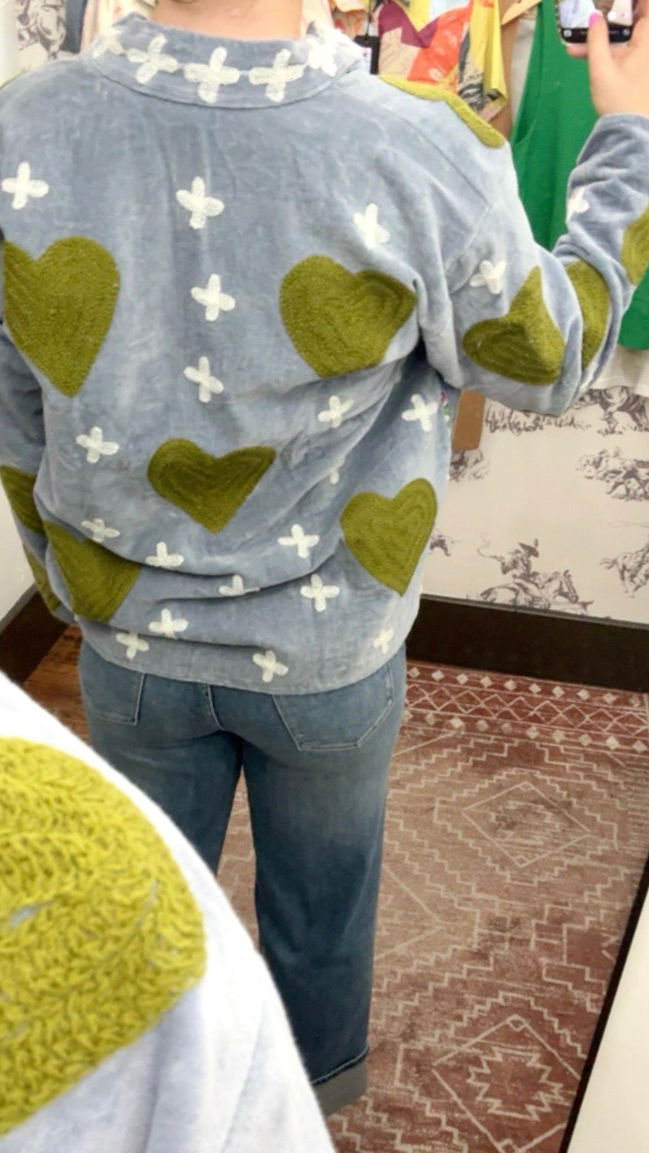 Velvet Blues Olive Heart Jacket