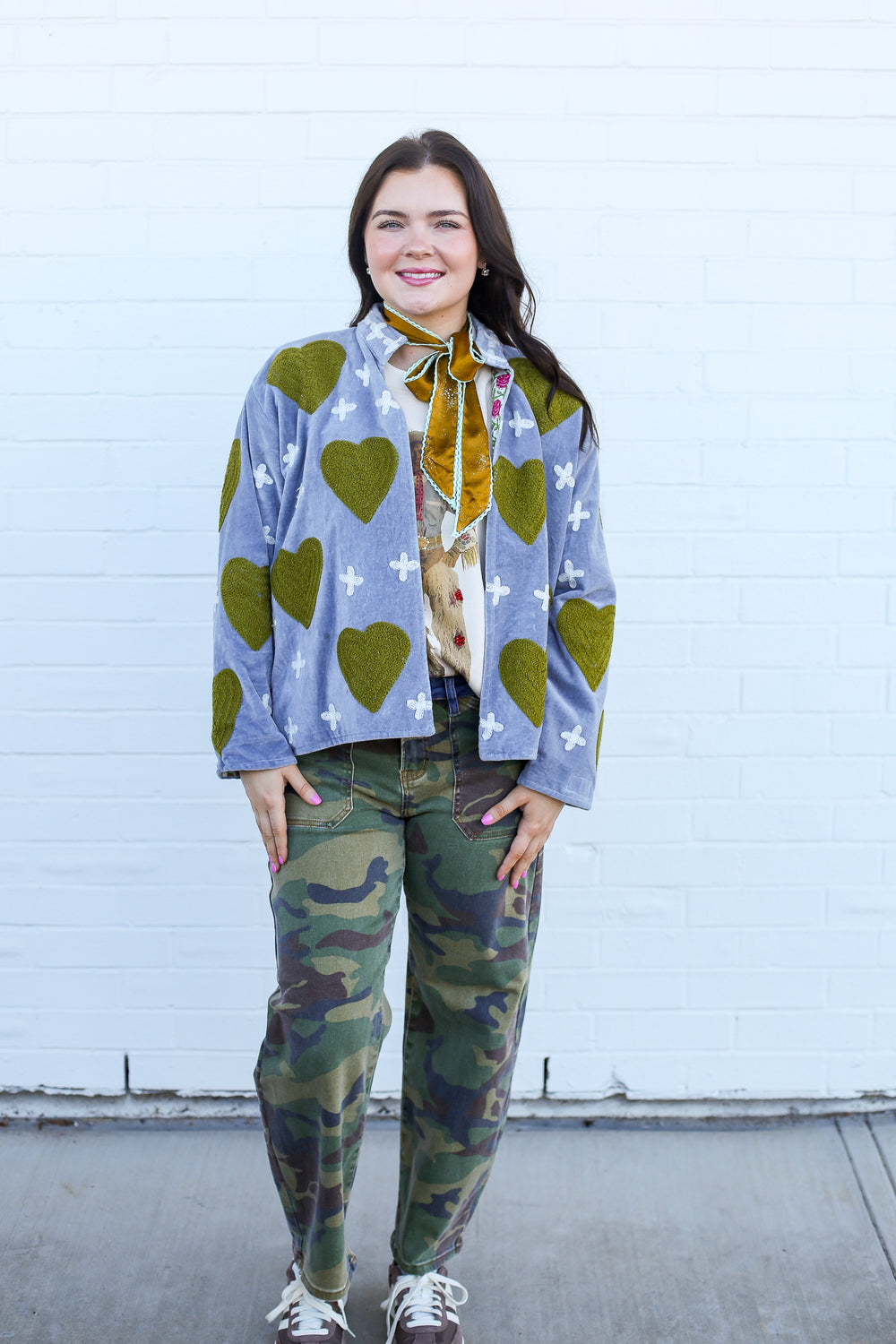 Velvet Blues Olive Heart Jacket