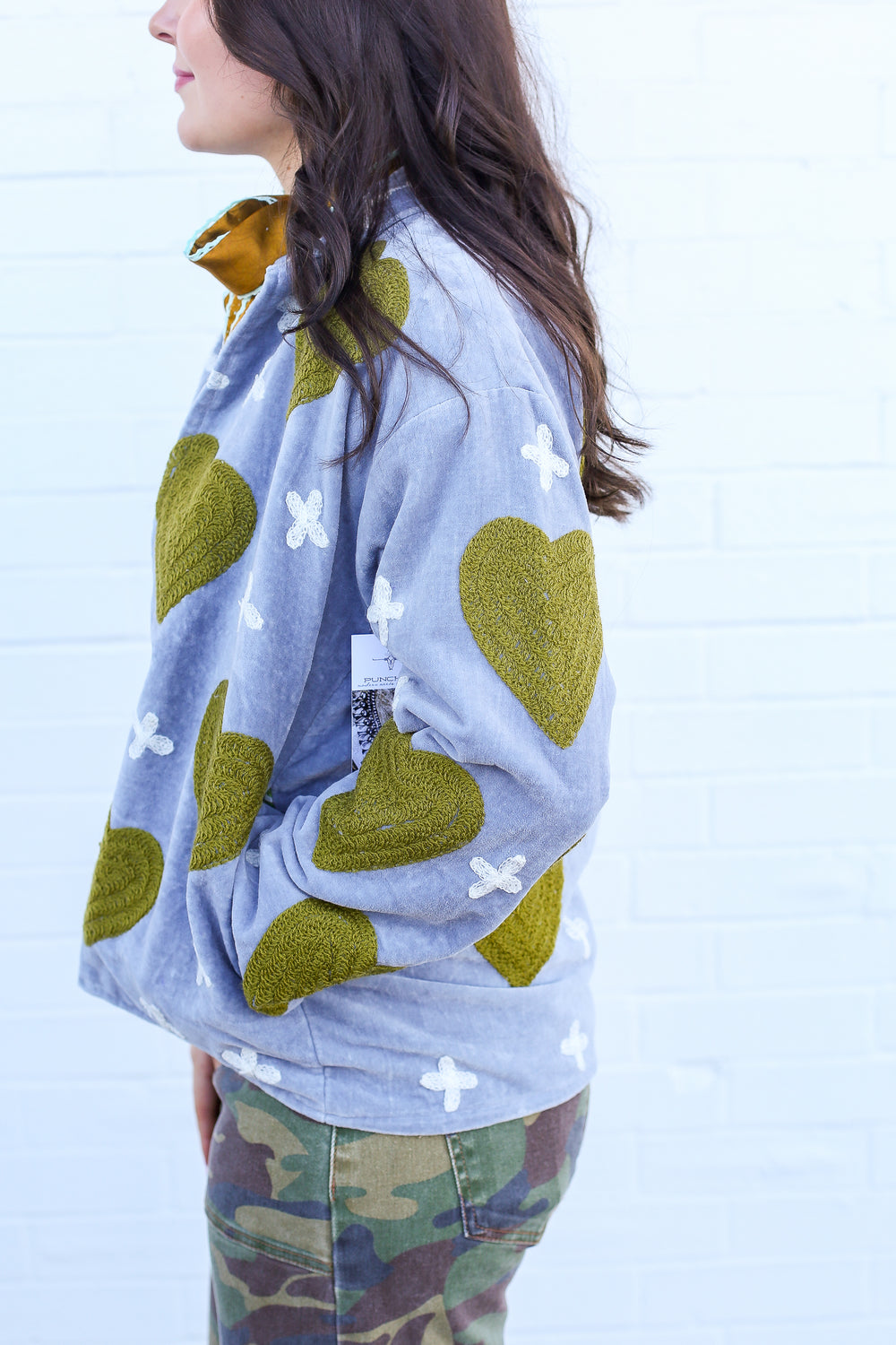 Velvet Blues Olive Heart Jacket