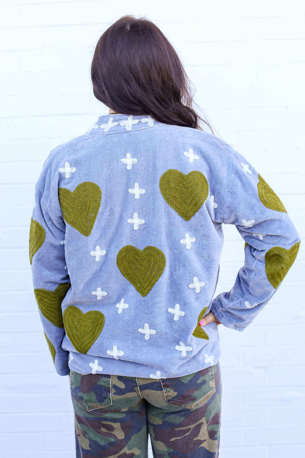 Velvet Blues Olive Heart Jacket