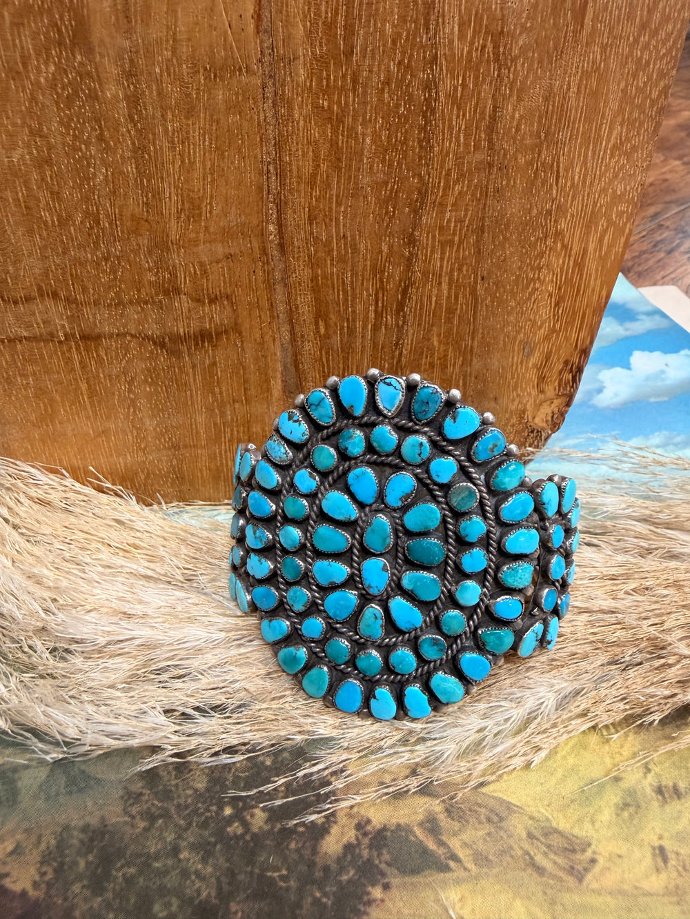 Vintage Ida Paker Mixed Turquoise Round Cluster Cuff