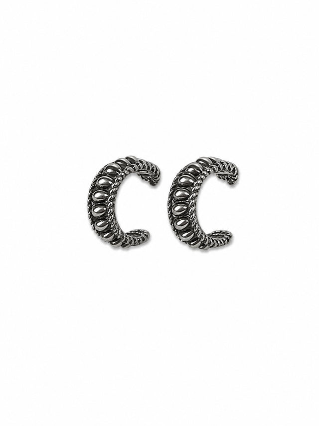 18K White Gold Plated Textured Hoop Earrings