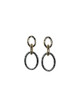 18K Yellow Gold & White Gold Plated Double Hoop Textured Post Earrings