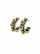 18K Yellow Gold & White Gold Plated Studded Half Hoop Post Earrings