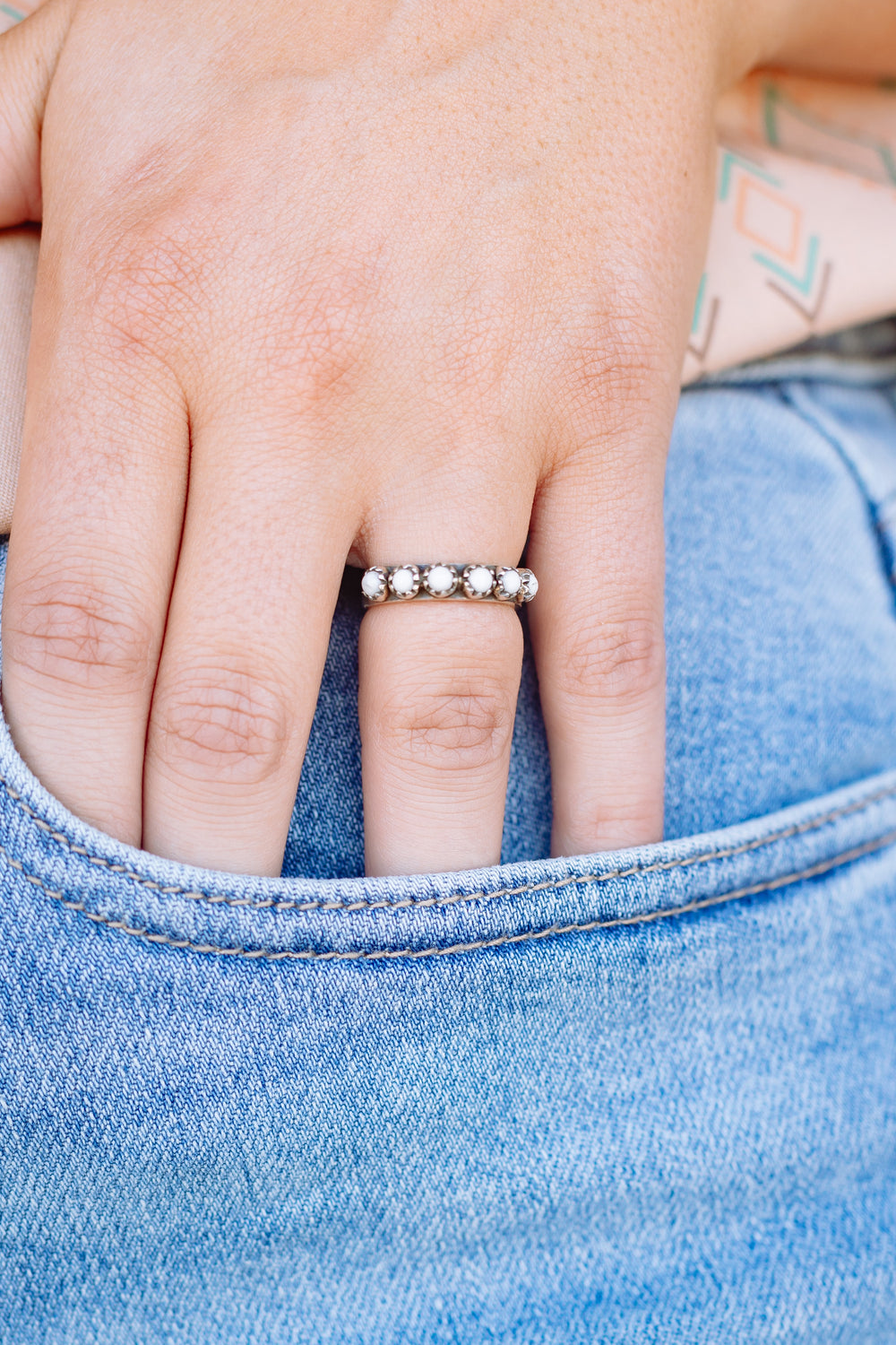 White 6 stone ring