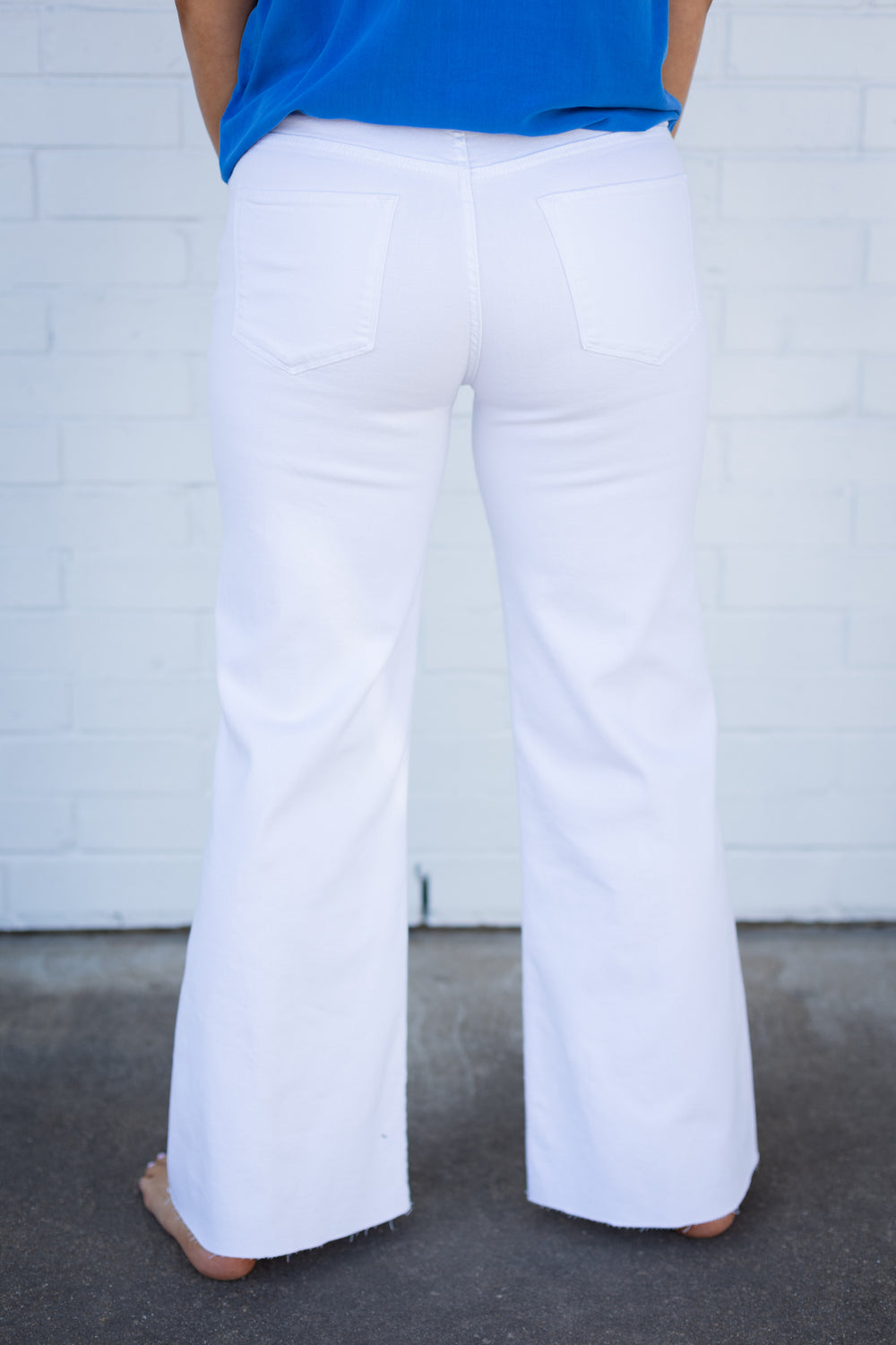 White Fiona Mid Rise Wide Leg Jeans