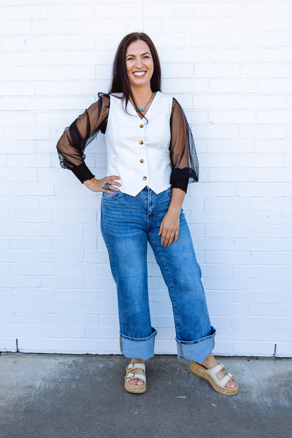 White Linen Vest