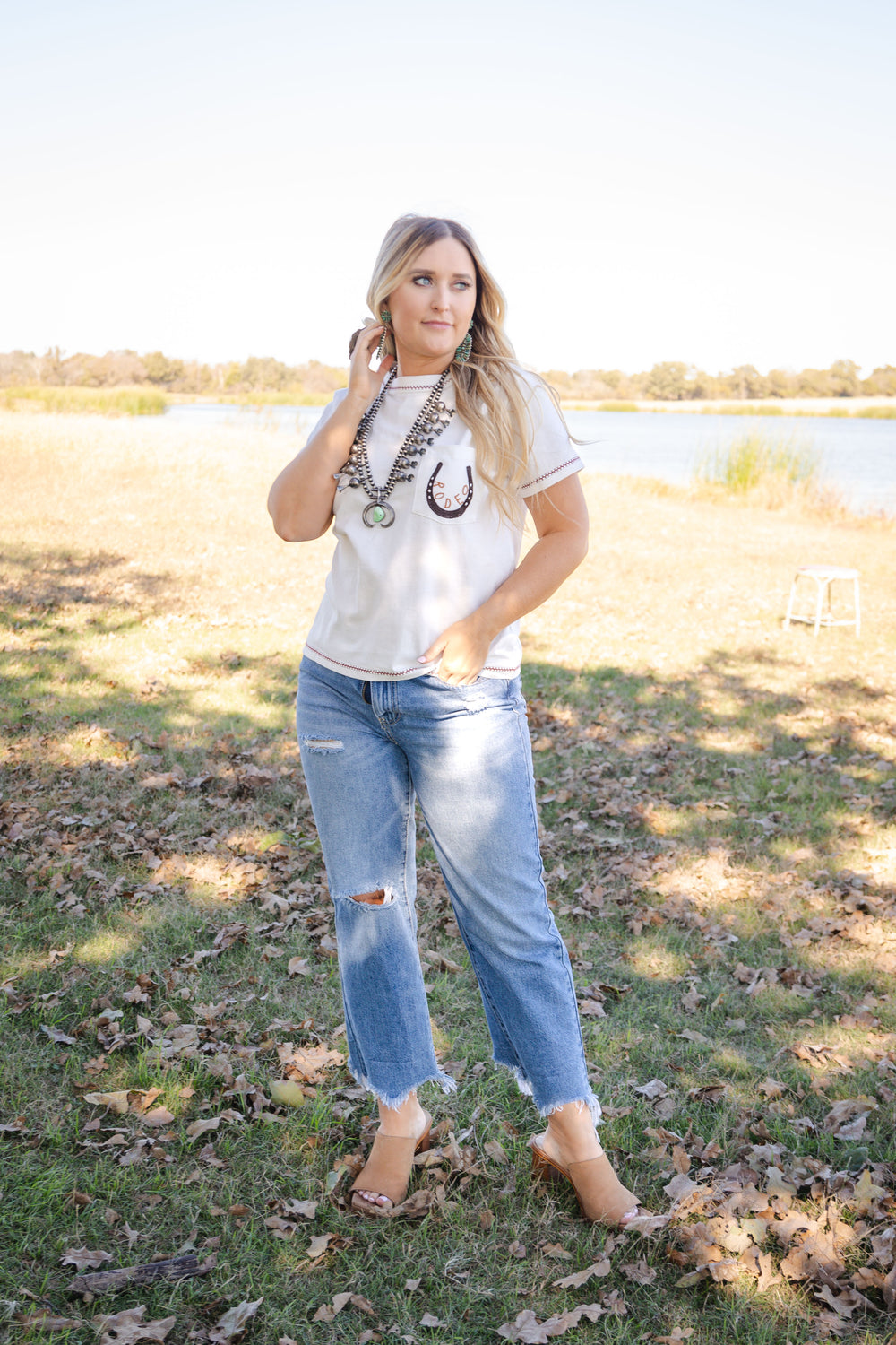 White Zig Zag Rodeo Tee