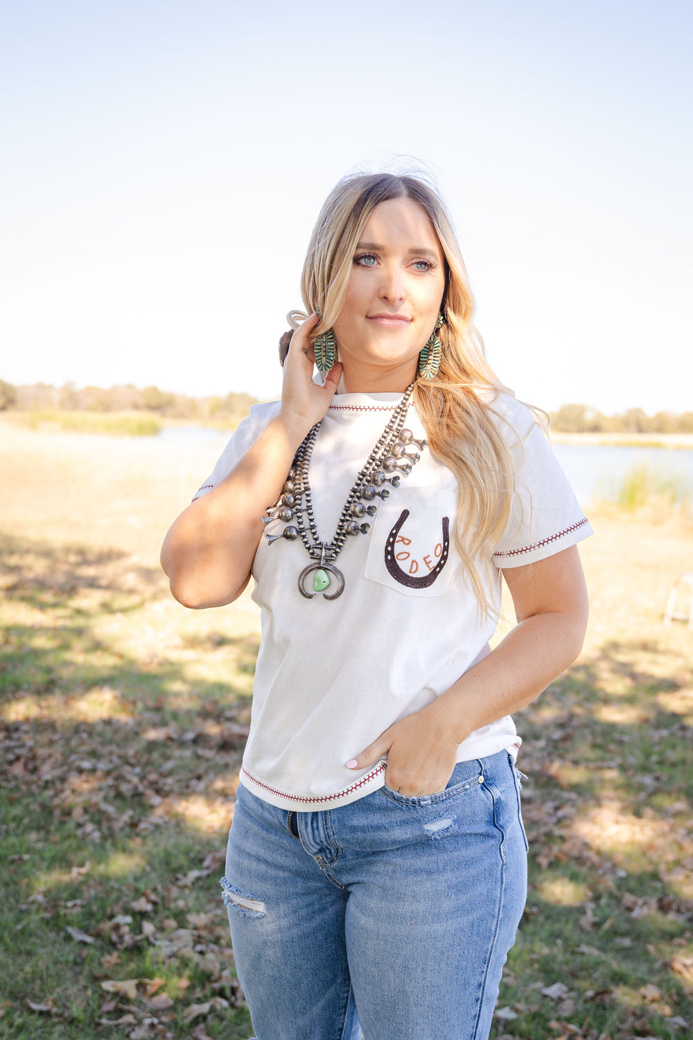 White Zig Zag Rodeo Tee