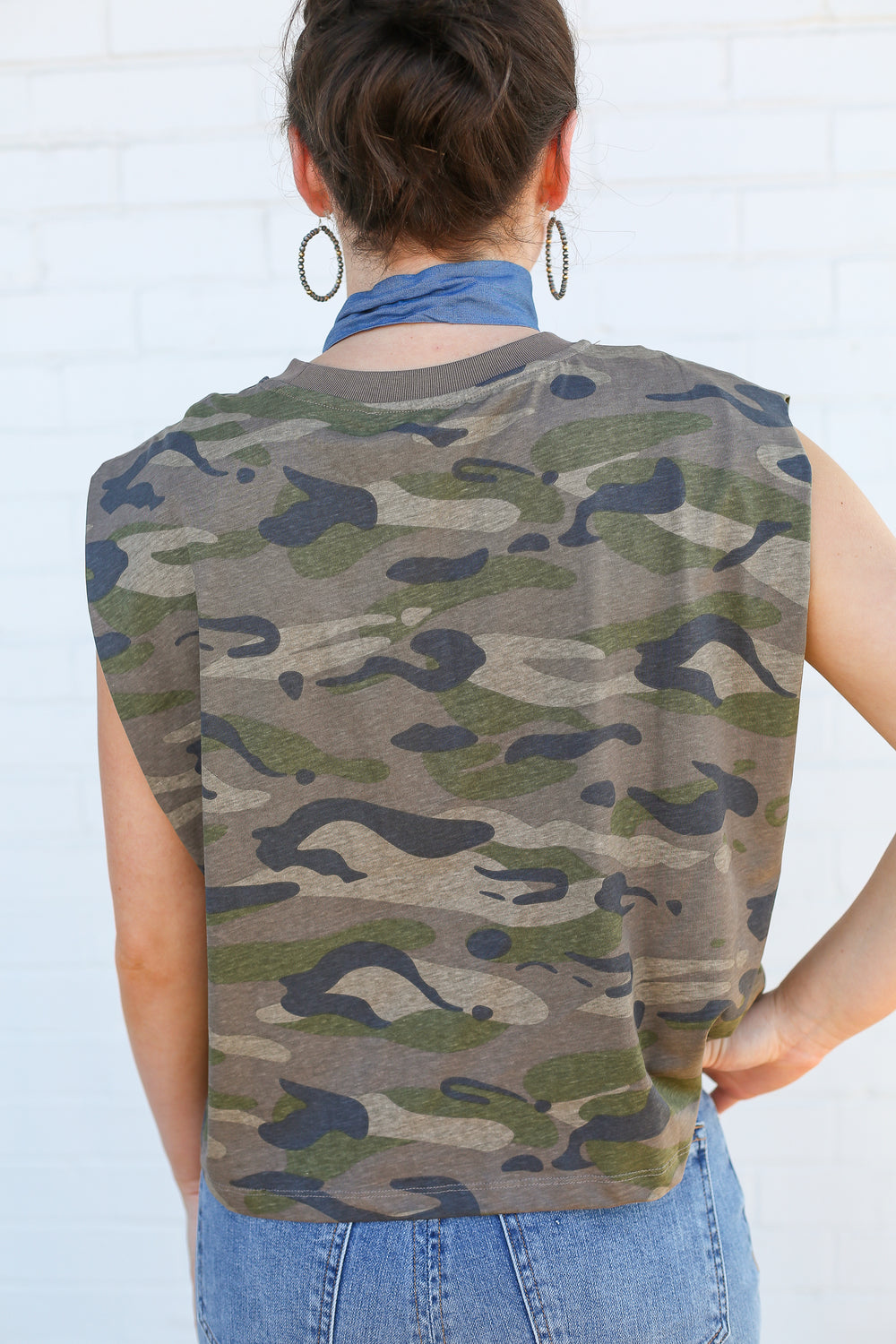 Western Embroidered Camo Muscle Tank