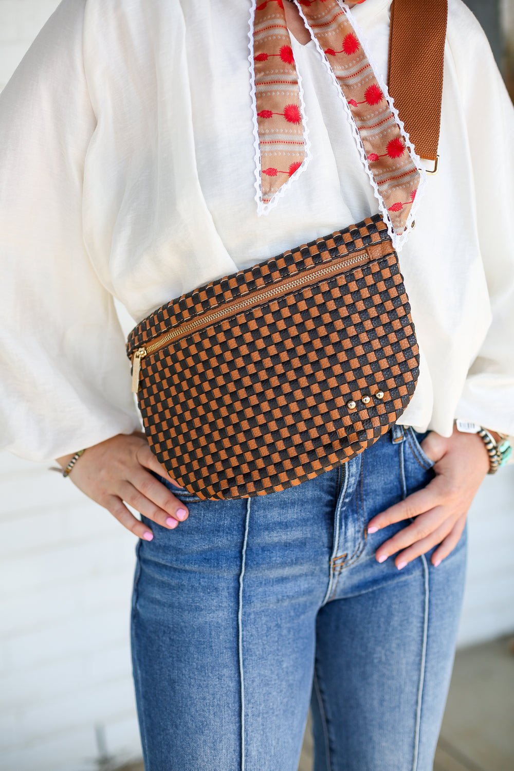 Westlyn Woven Check Coffee Bum Bag